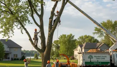 Professional tree removal service in Aurora, IL by certified arborists safely clearing large trees